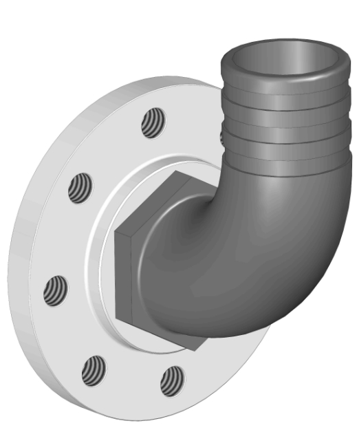 Flangia con portagomma a 90°